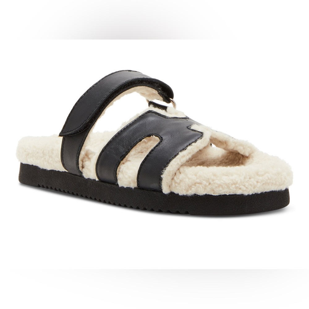 NWT Steve Madden MAYVEN FAUX FUR BLACK LEATHER - Picture 2 of 12